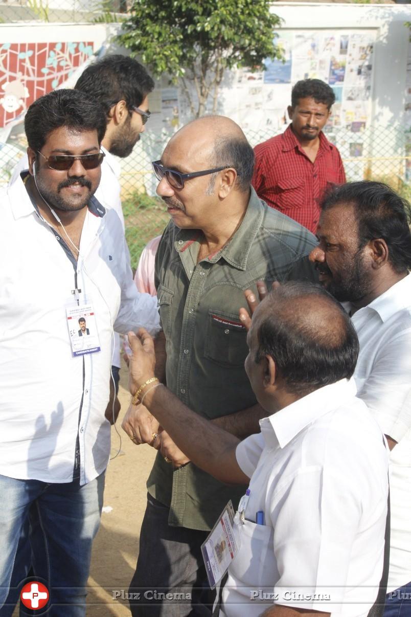 Sathyaraj - Sathyaraj and Kushboo Votes for Nadigar Sangam Elections 2015 Photos | Picture 1140395