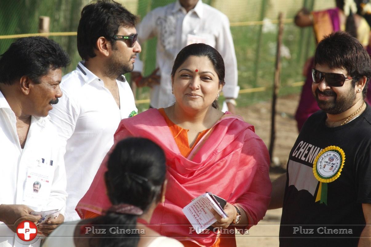 Kushboo Sundar - Sathyaraj and Kushboo Votes for Nadigar Sangam Elections 2015 Photos | Picture 1140400