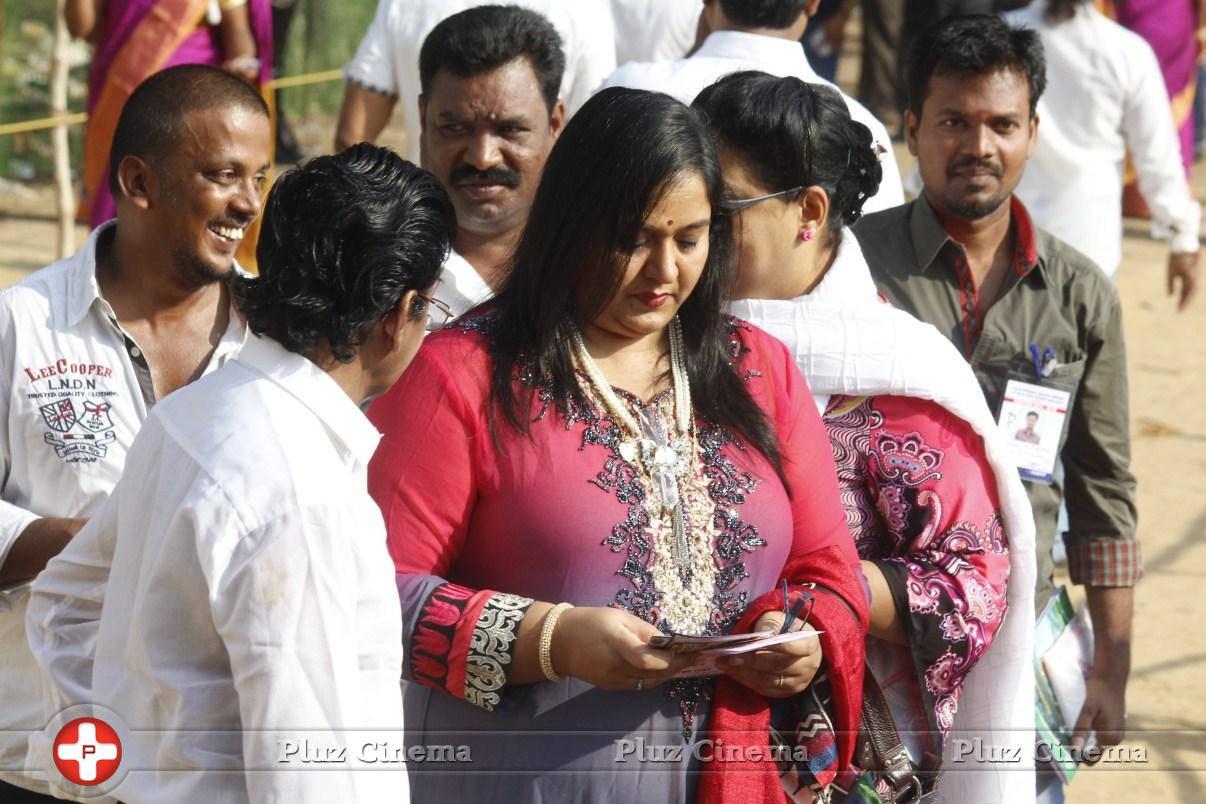 Radha - Sathyaraj and Kushboo Votes for Nadigar Sangam Elections 2015 Photos | Picture 1140428
