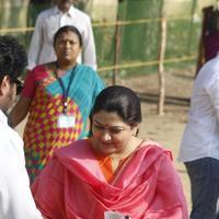 Kushboo Sundar - Sathyaraj and Kushboo Votes for Nadigar Sangam Elections 2015 Photos | Picture 1140402