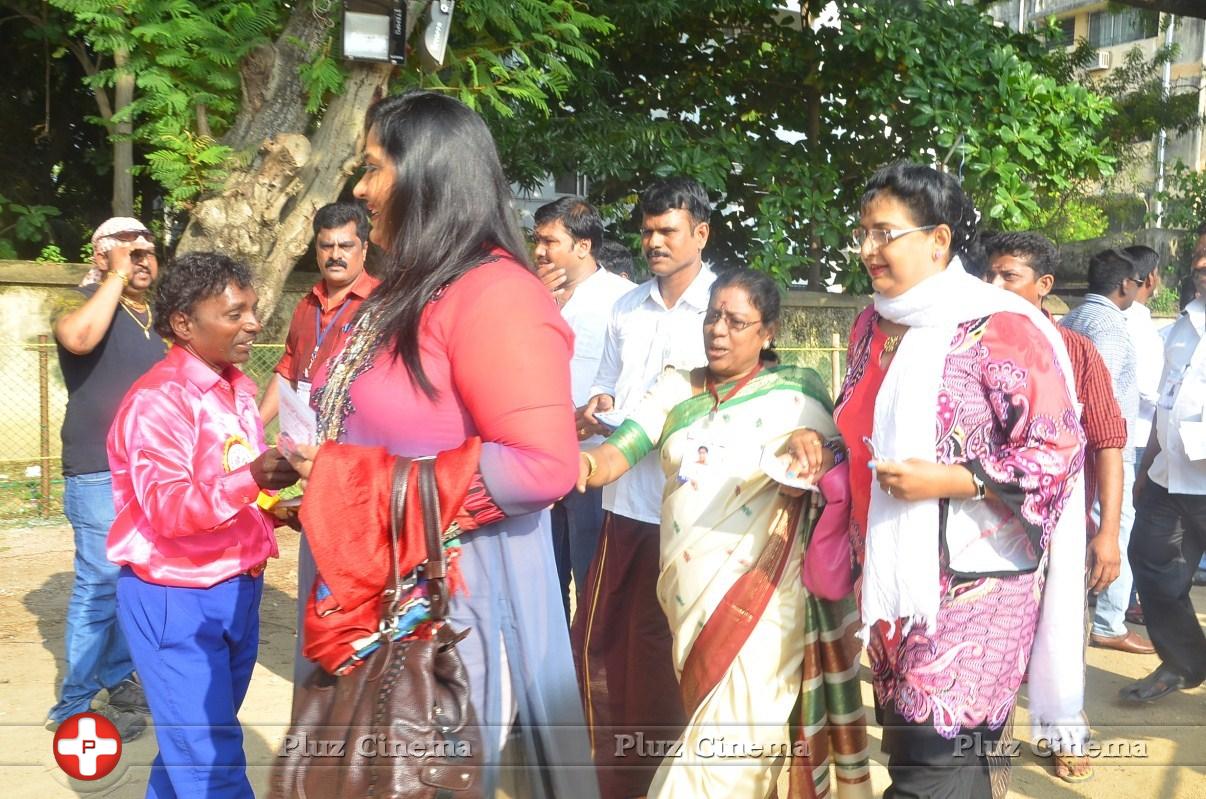 Sathyaraj and Kushboo Votes for Nadigar Sangam Elections 2015 Photos | Picture 1141214