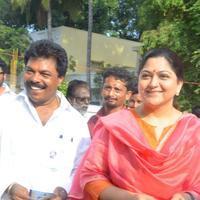Sathyaraj and Kushboo Votes for Nadigar Sangam Elections 2015 Photos | Picture 1141203
