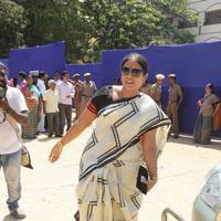 Saranya Ponvannan - Goundamani and Vijayakanth Votes for Nadigar Sangam Elections 2015 Photos