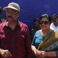 Goundamani and Vijayakanth Votes for Nadigar Sangam Elections 2015 Photos