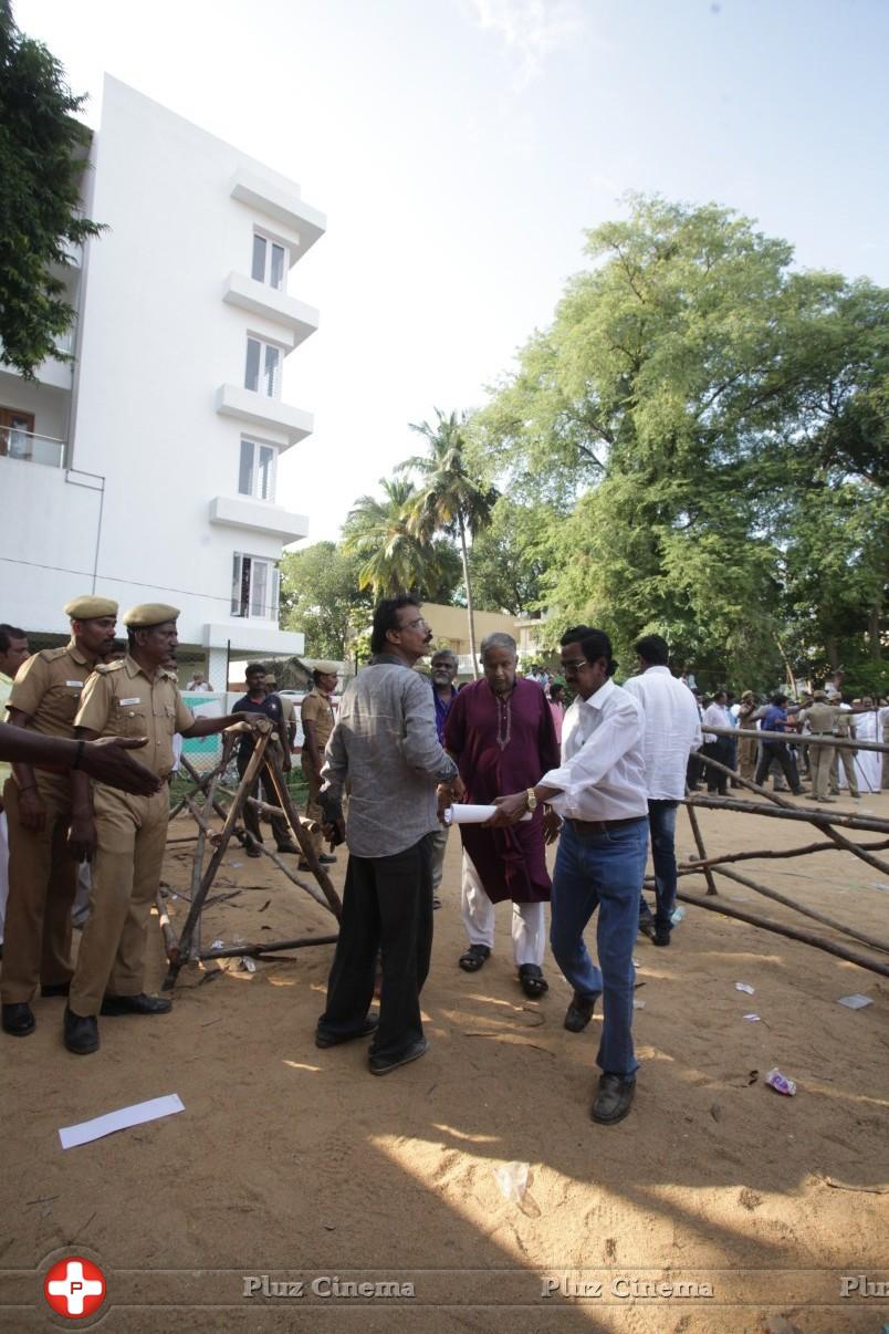 Dhanush and Jayam Ravi Votes for Nadigar Sangam Elections 2015 Photos | Picture 1142366
