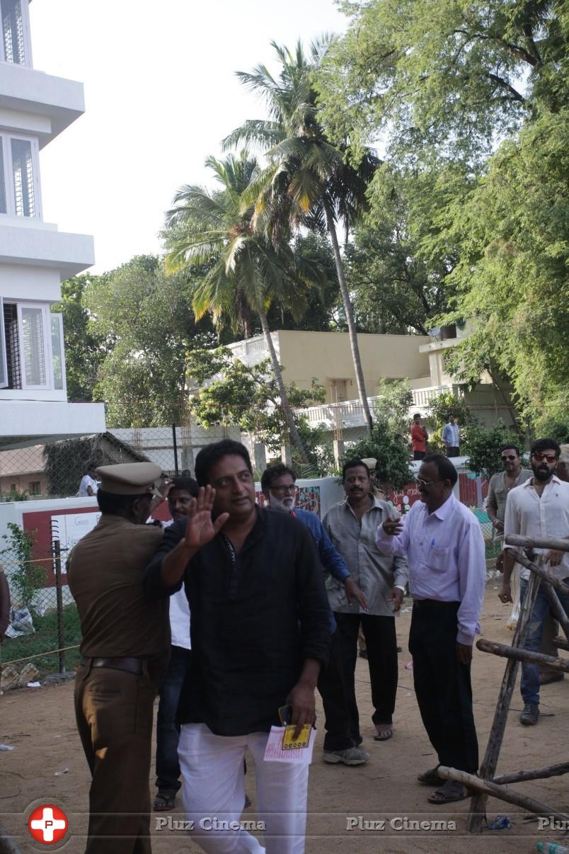 Prakash Raj - Dhanush and Jayam Ravi Votes for Nadigar Sangam Elections 2015 Photos | Picture 1142379