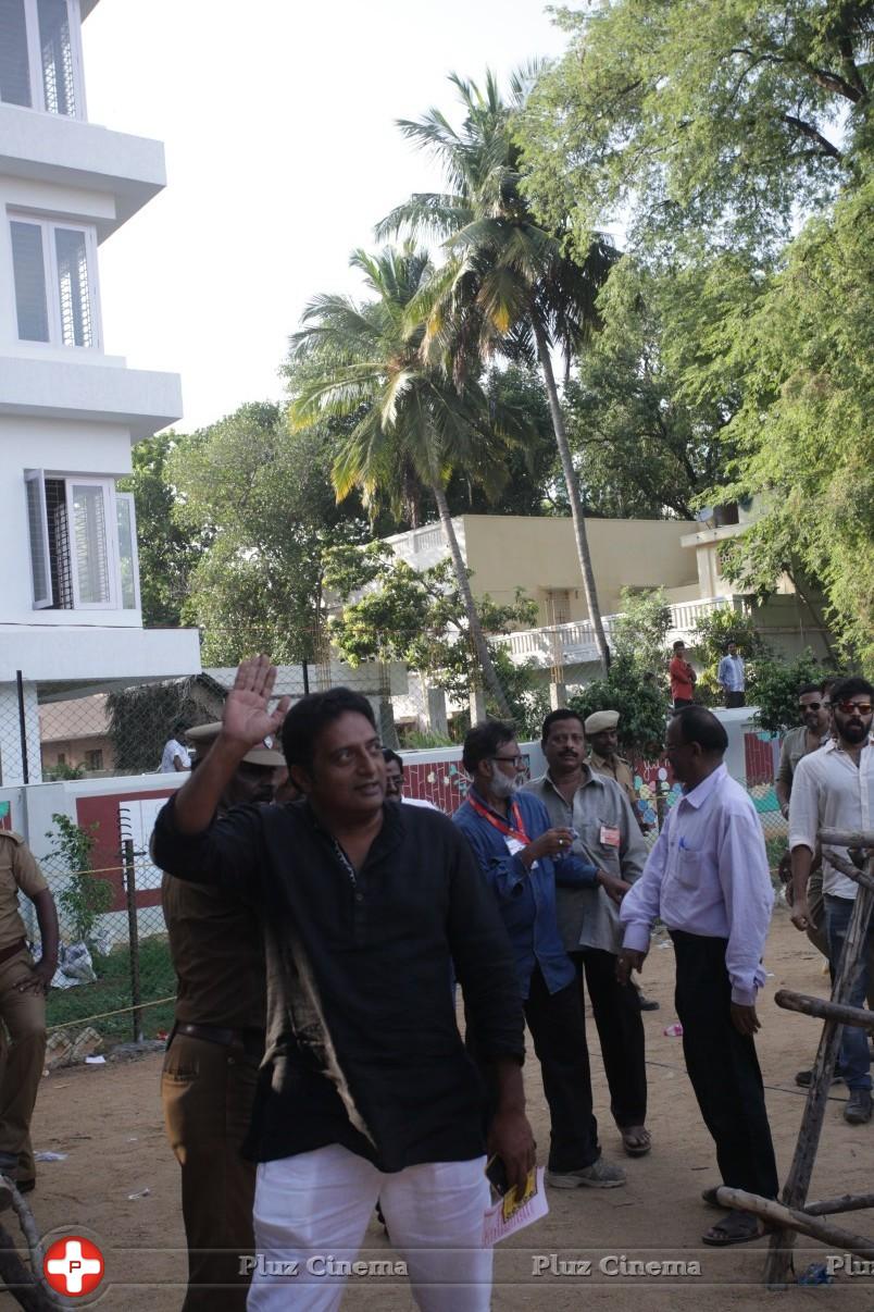 Prakash Raj - Dhanush and Jayam Ravi Votes for Nadigar Sangam Elections 2015 Photos | Picture 1142380