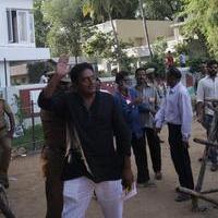 Prakash Raj - Dhanush and Jayam Ravi Votes for Nadigar Sangam Elections 2015 Photos