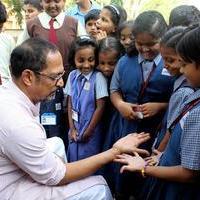 Nana Patekar interacts with School children Photos