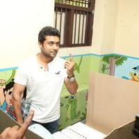 Suriya - Stars at April 2014 Elections Photos